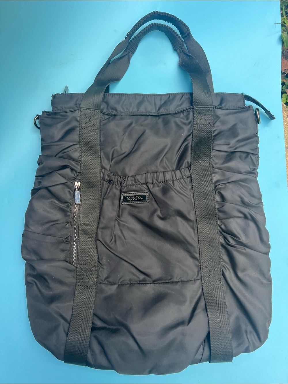 Apana Black Nylon Tote Bag